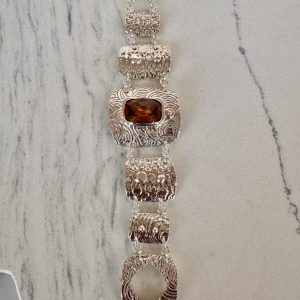 Sterling Silver Bracelet with Large Topaz Stone