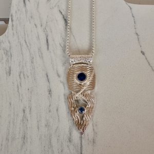 Silver Necklace with Blue Stones.